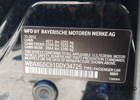 2013 BMW 528I z USA, uszkodzony, nr VIN WBAXG5C51DDY34725